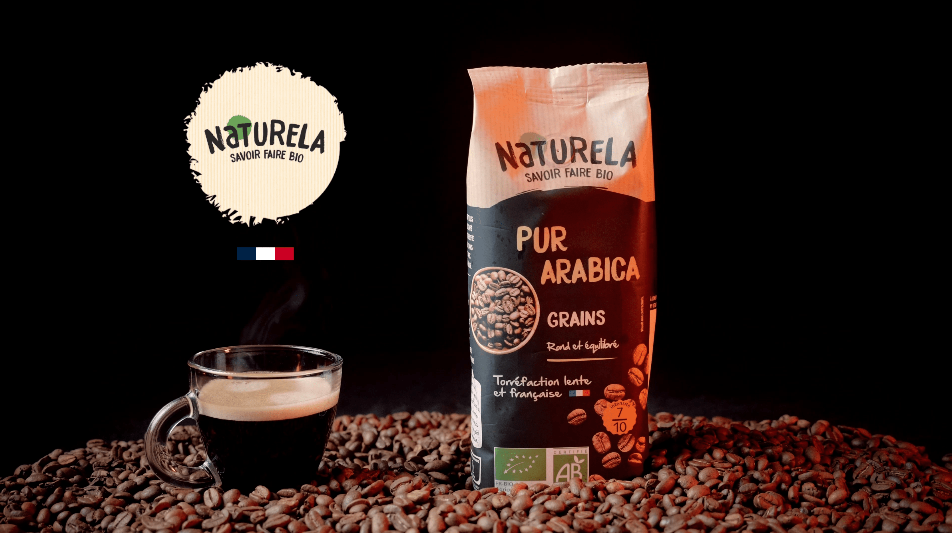 Publicité Naturela - café en grain